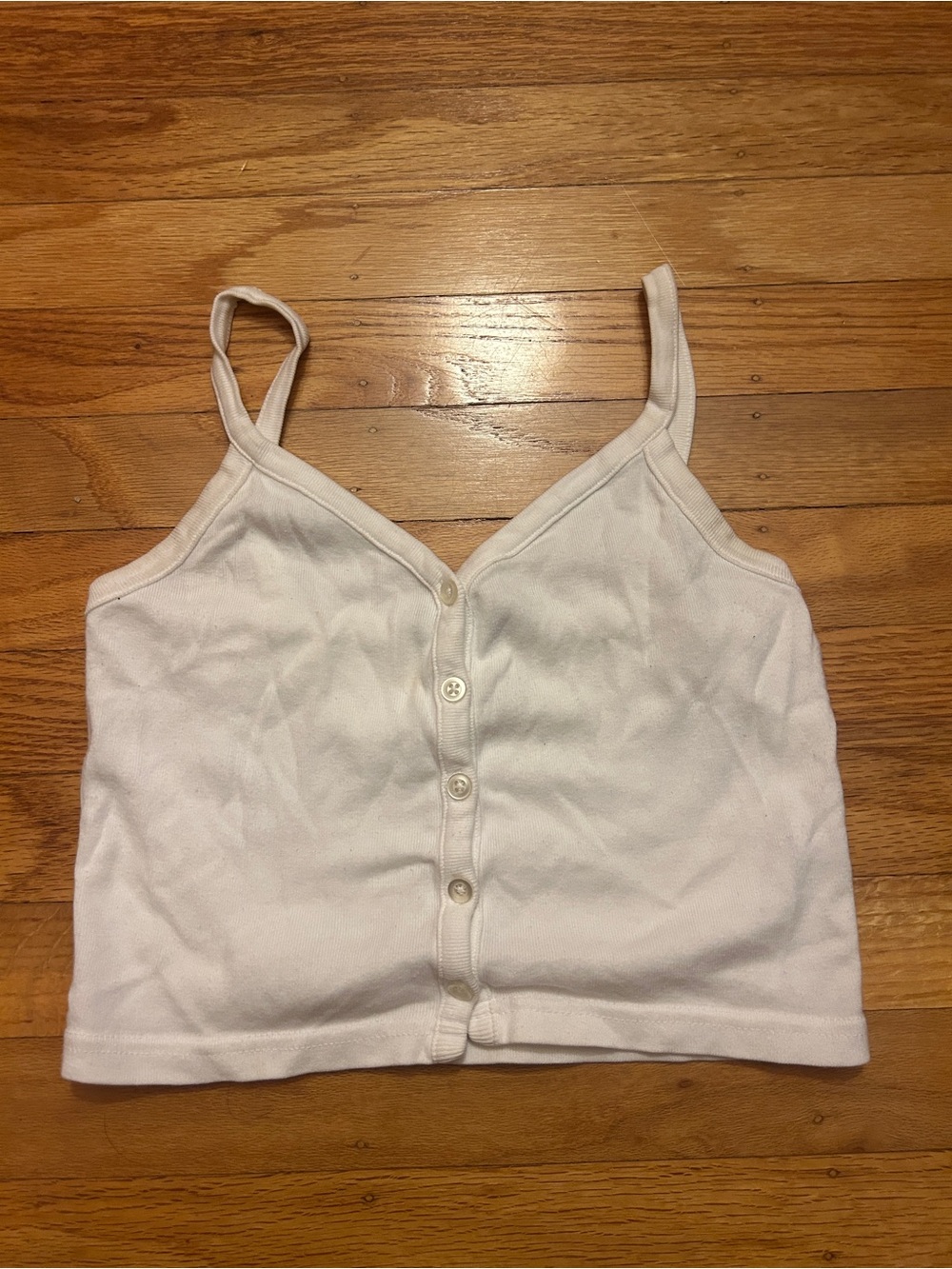 Brandy Melville White Button Cropped Tank Top